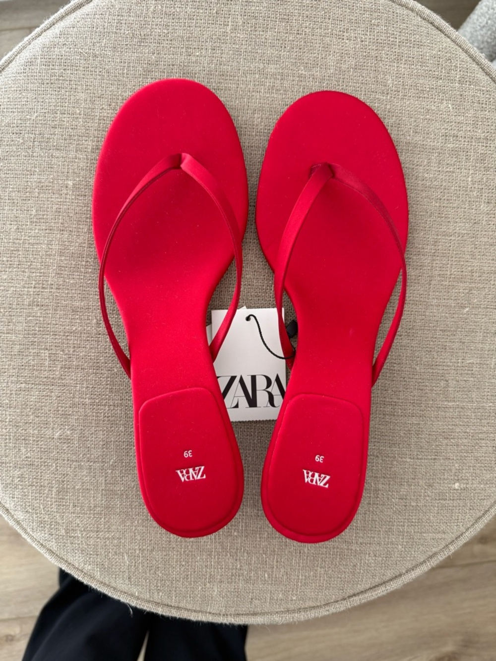 Zara Bright Red Slim-Strap Thong Sandals